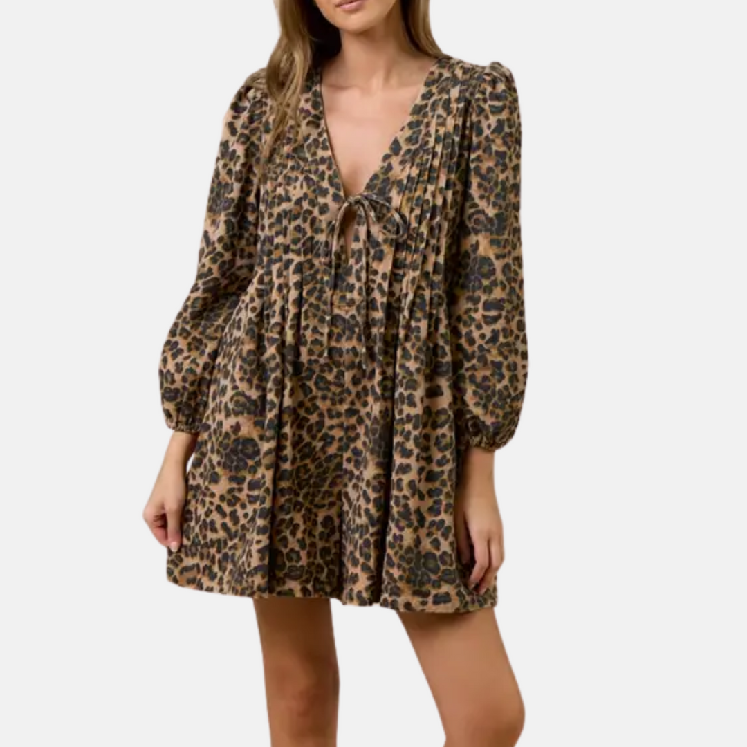 Pleated Leopard Romper