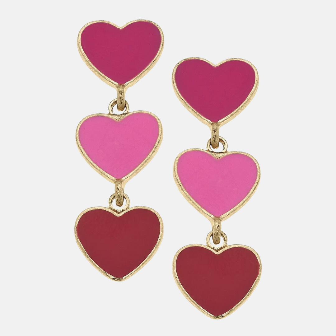 Triple Drop Heart Earrings