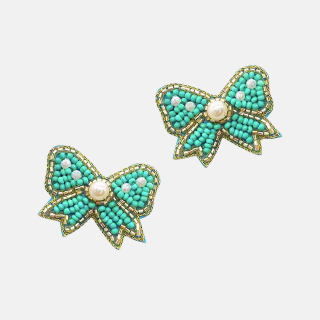 Aqua Bow Earrings