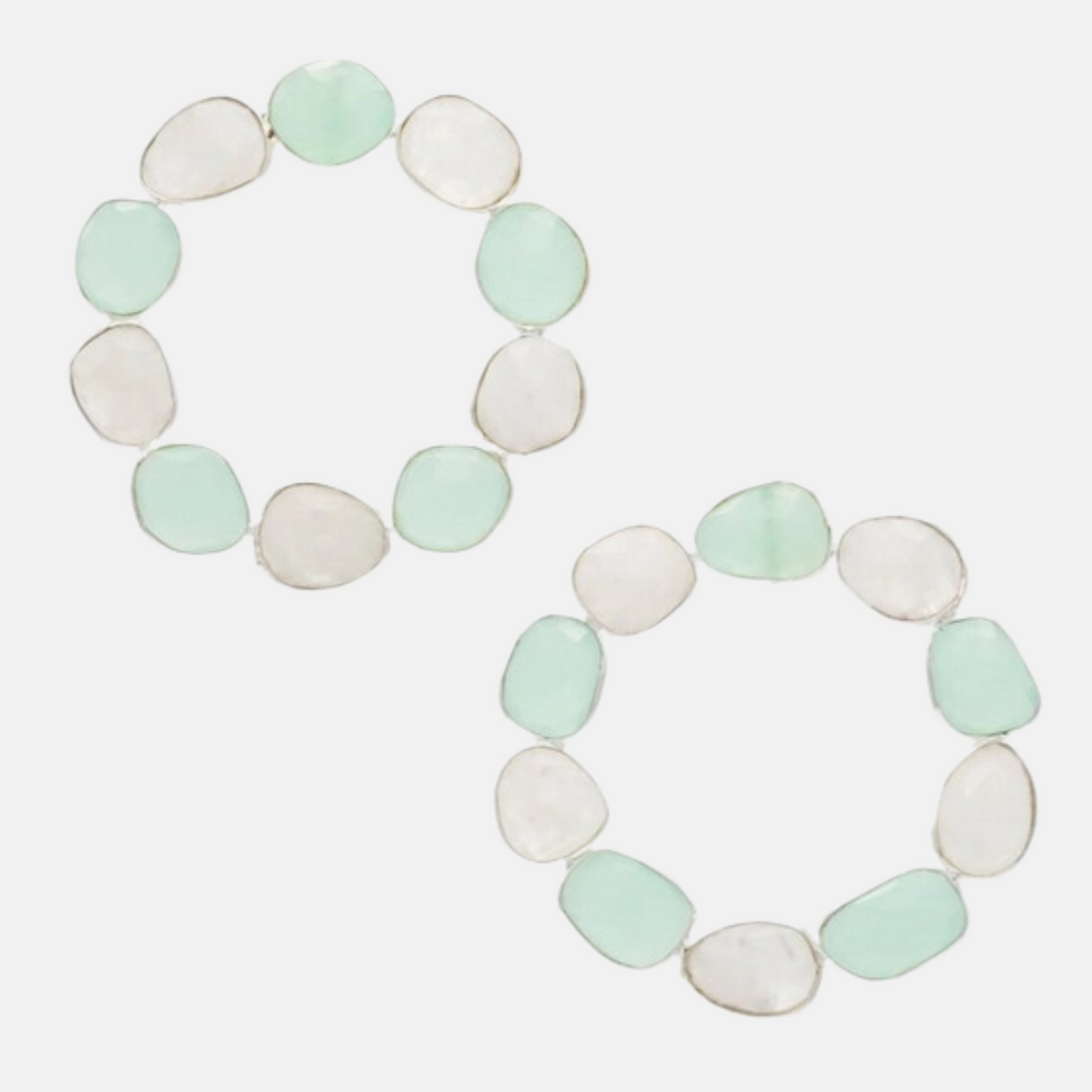 SIRIUS SILVER MOONSTONE AND LIGHT GREEN EARRINGS