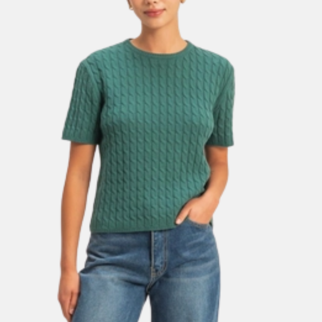 Deep Green Cable Knit Top