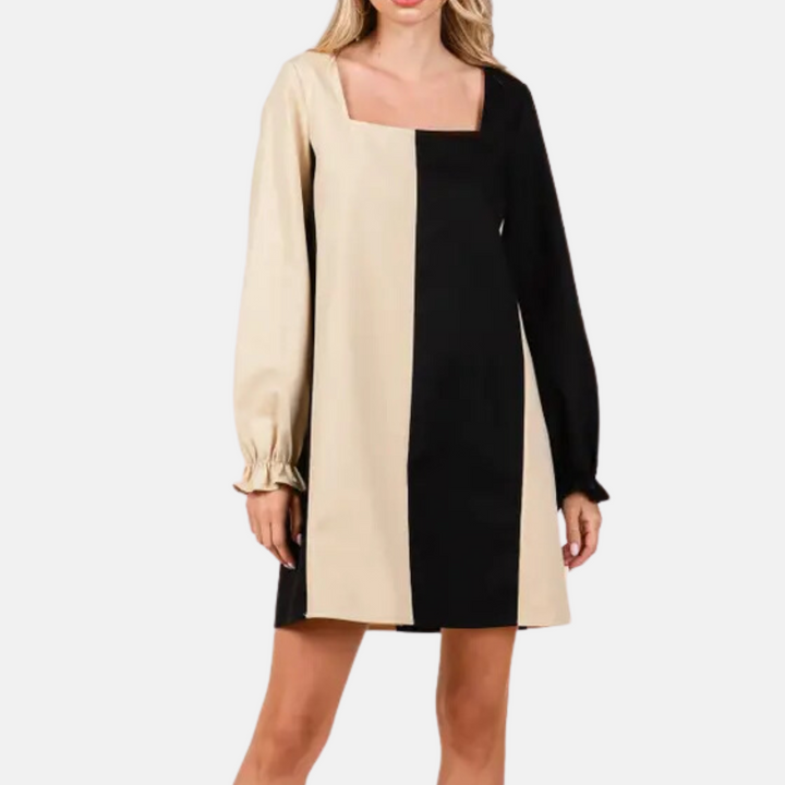 Black/Cream Mini Dress