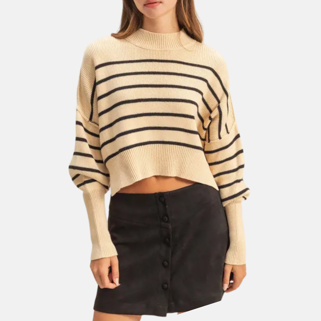 Striped Mock Neck Sweater