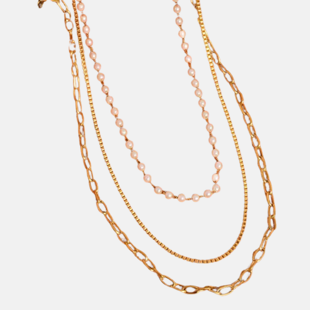 Stacked Pearl Chain Necklace