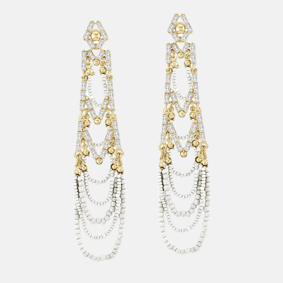 South Beach White Beaded Chandelier Earring