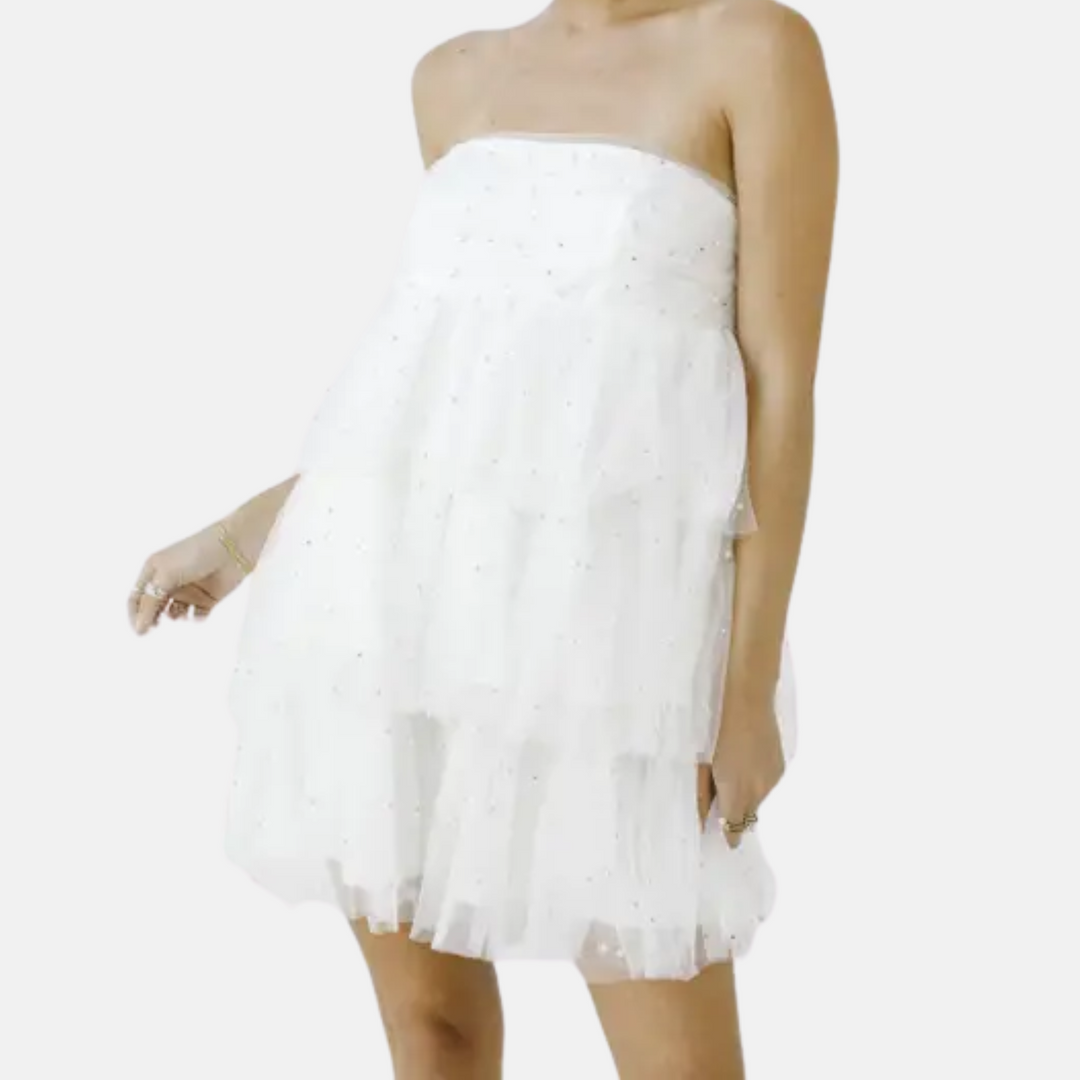 White Pearl Mini Dress
