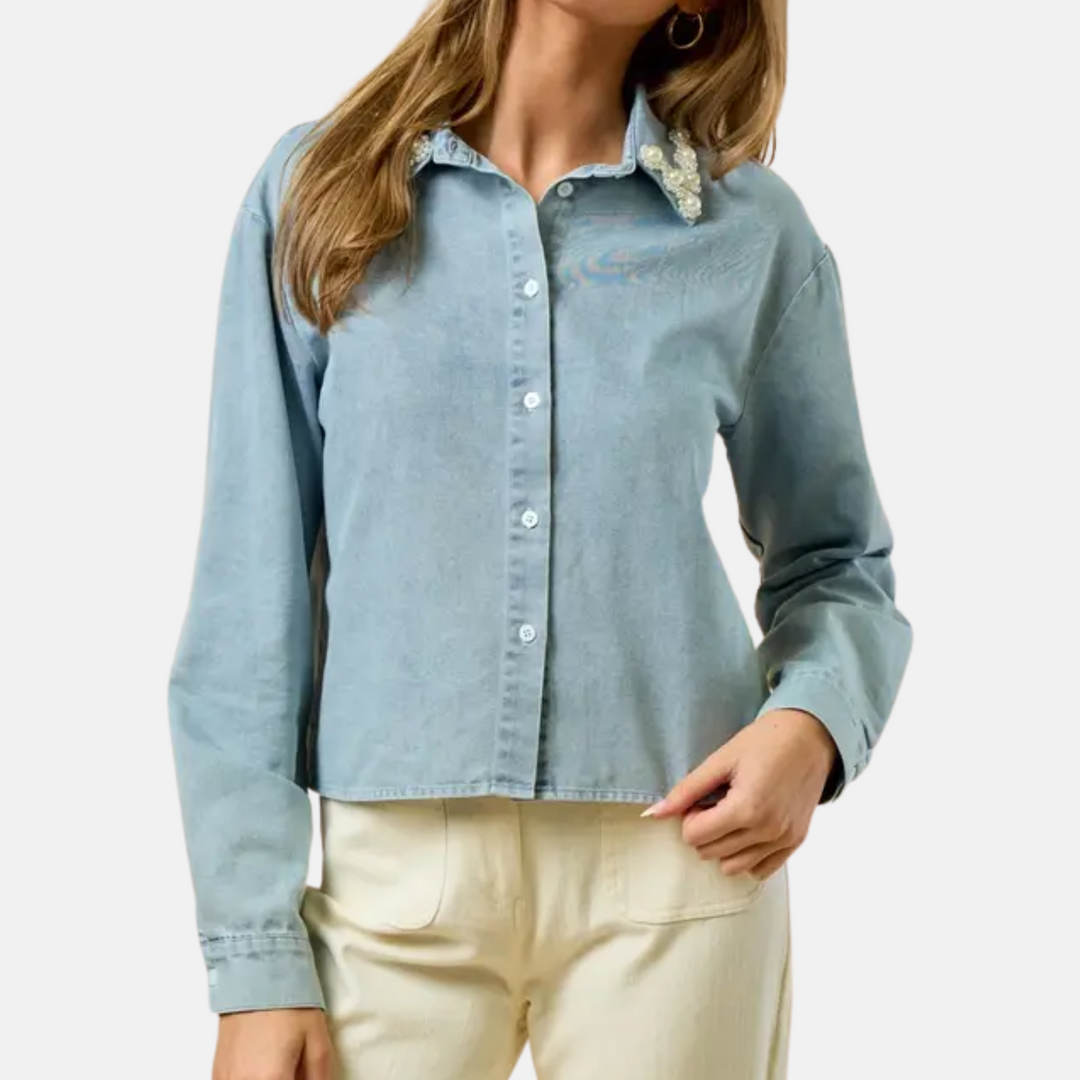Pearl Trim Denim Shirt