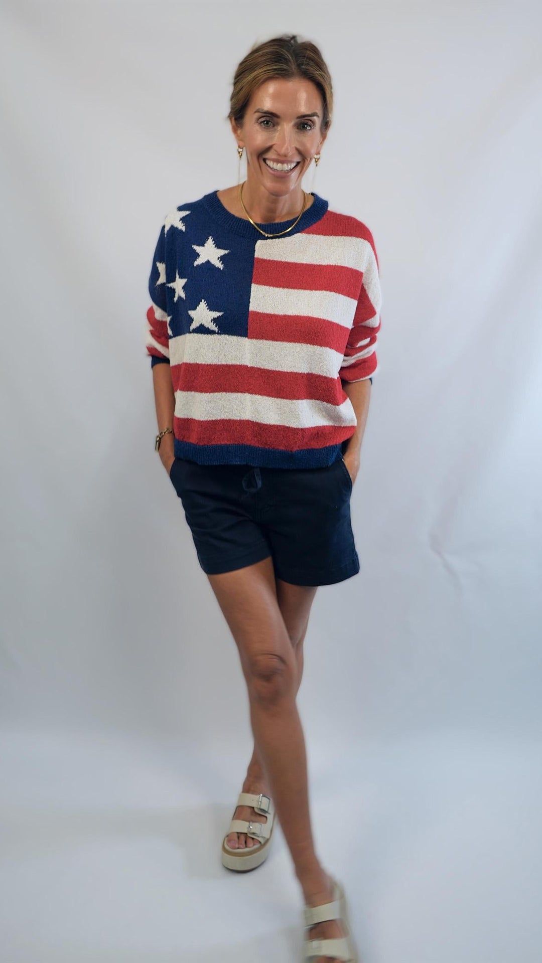 LS American Flag Sweater