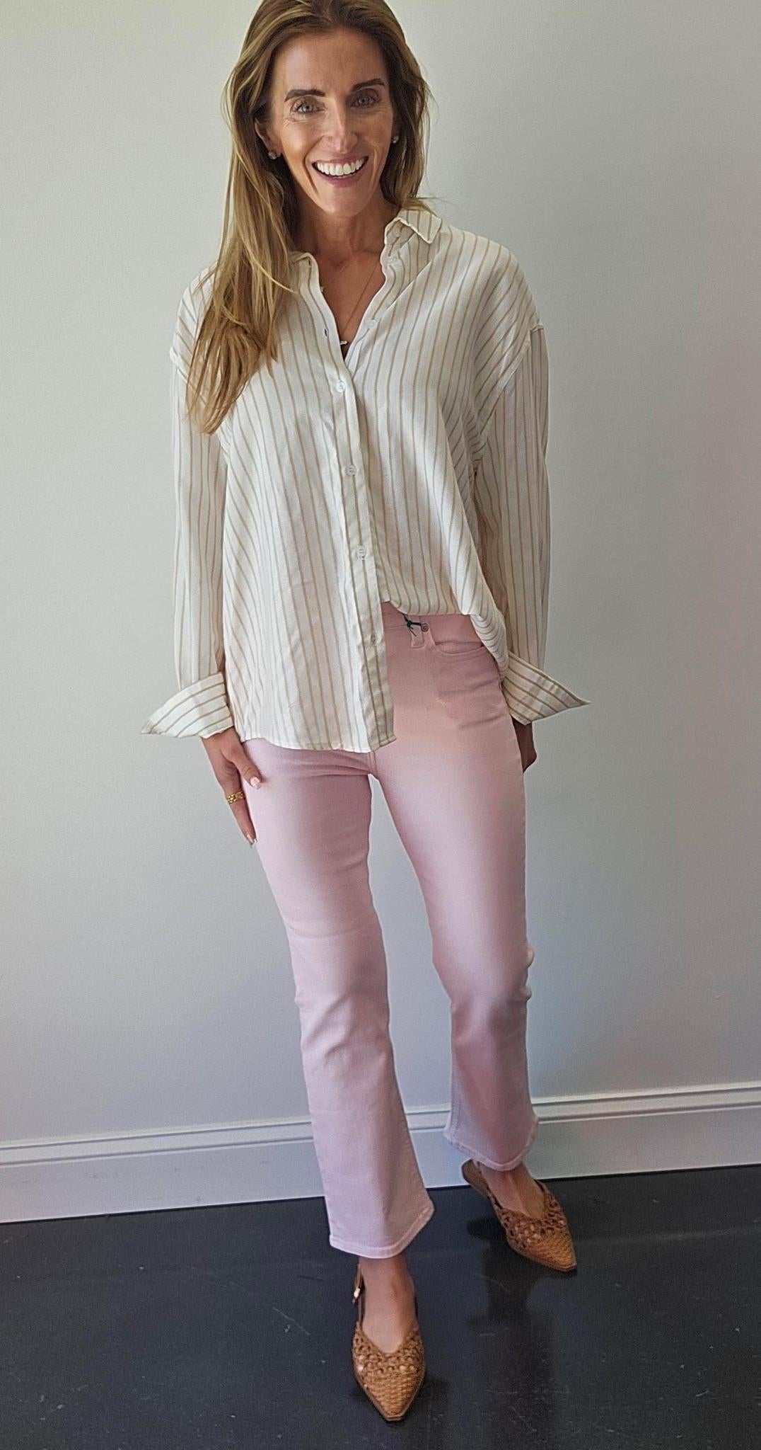 Taupe Button Down Top