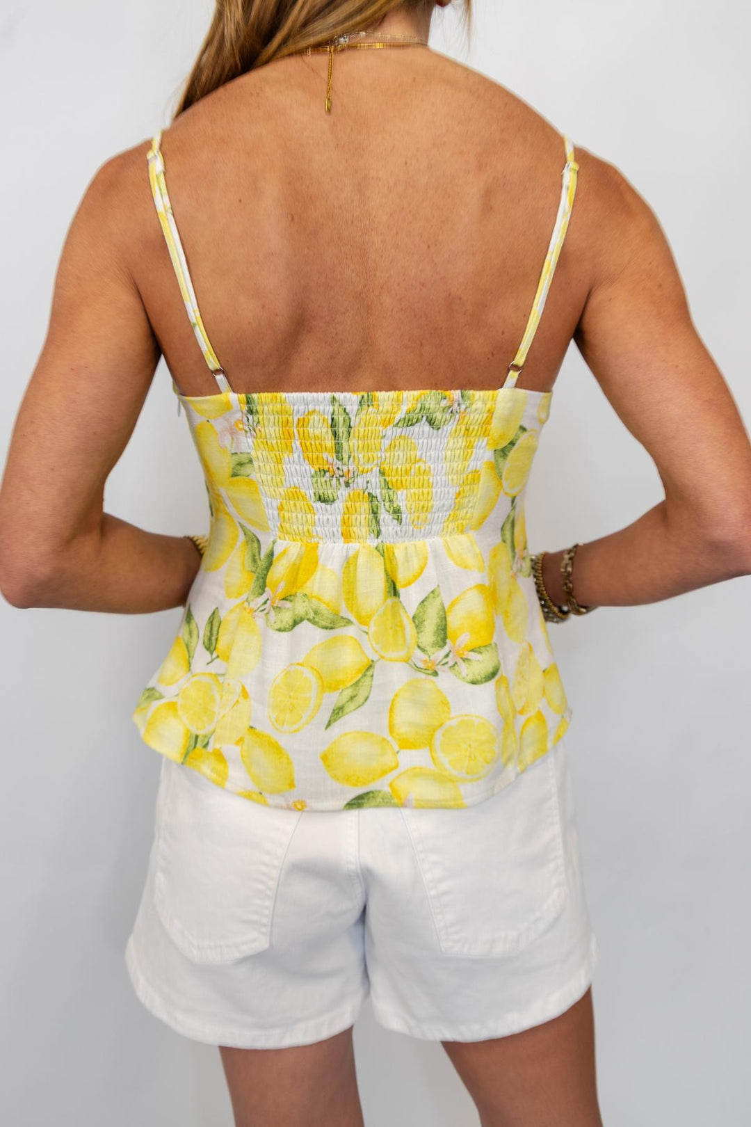Plunge Lemon Print Top