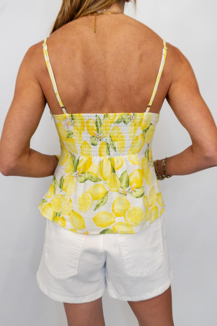Plunge Lemon Print Top