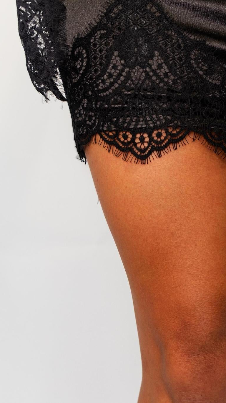 Lace Trim Satin Halter Top - view 4