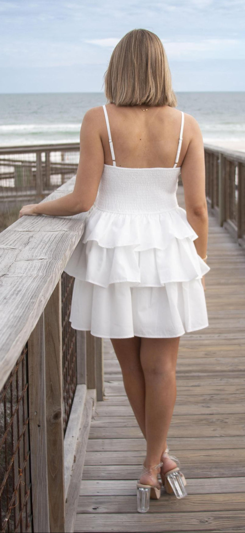 Sweetheart Smocked White Dress