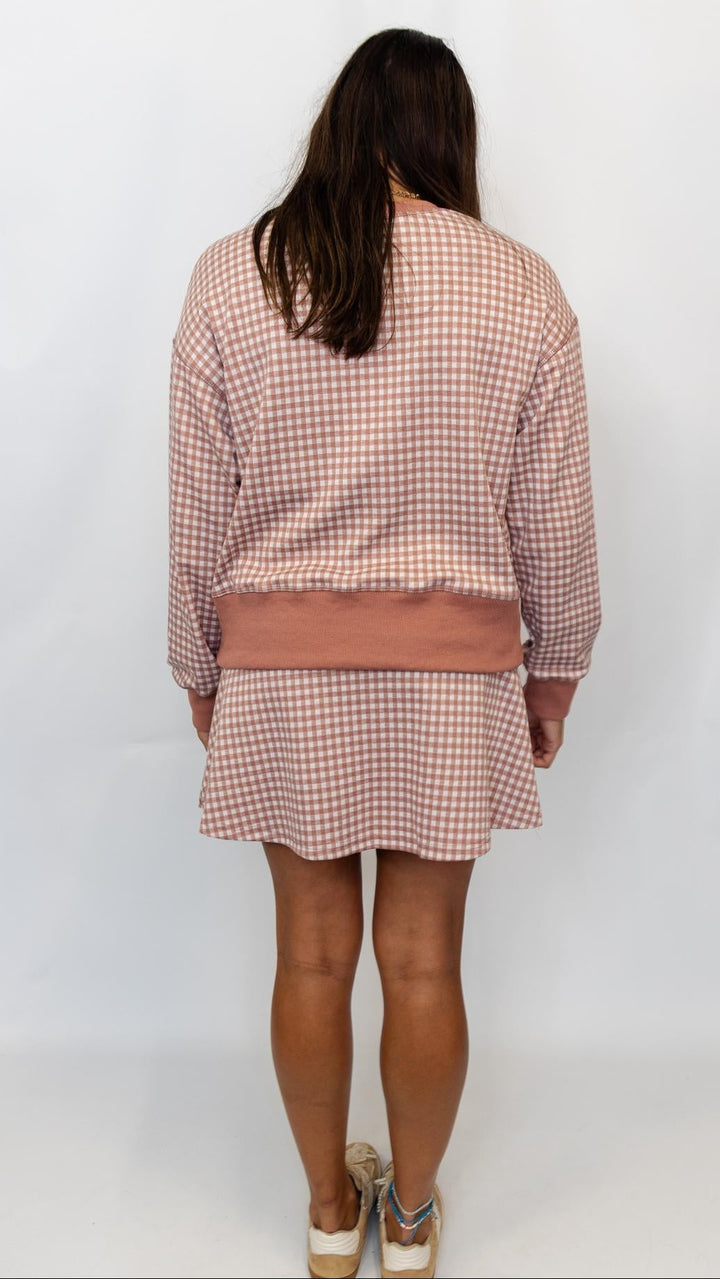 Gingham Sweatshirt & Skort Set