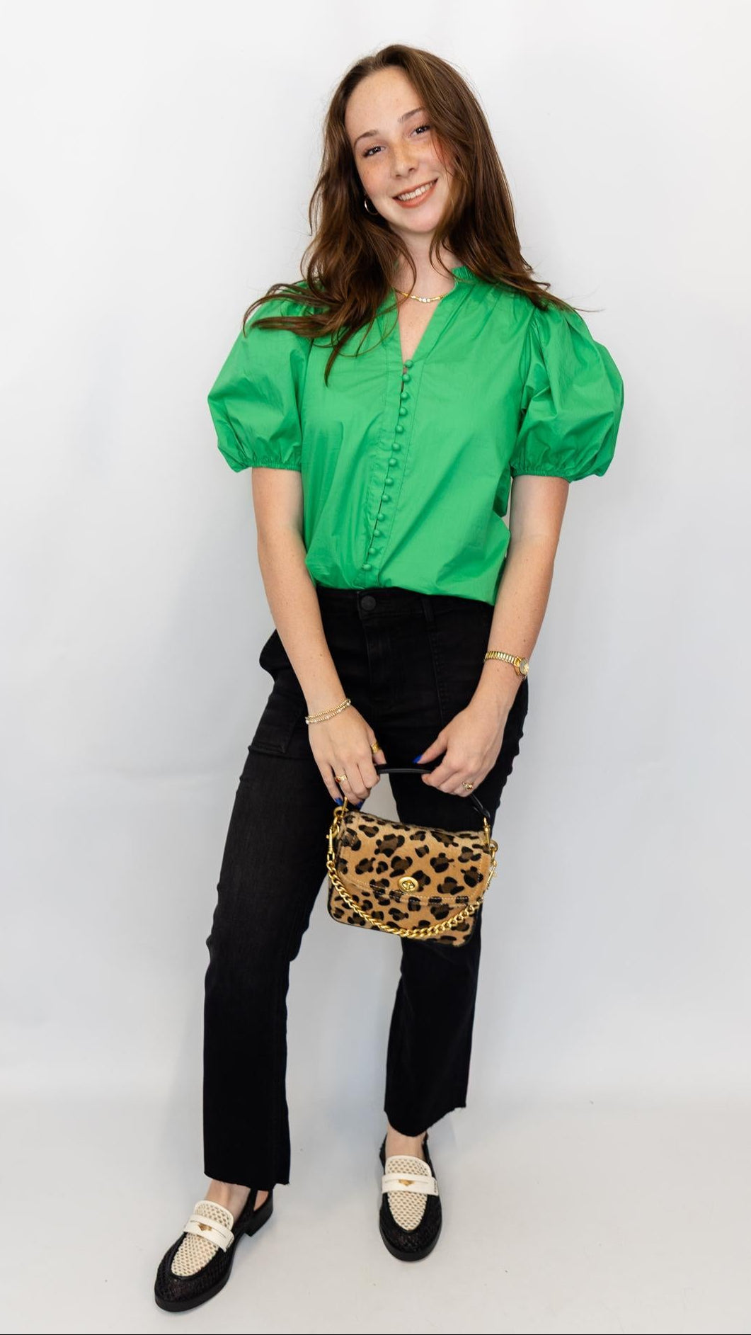 Ruffled Collar Puff Sleeve Blouse
