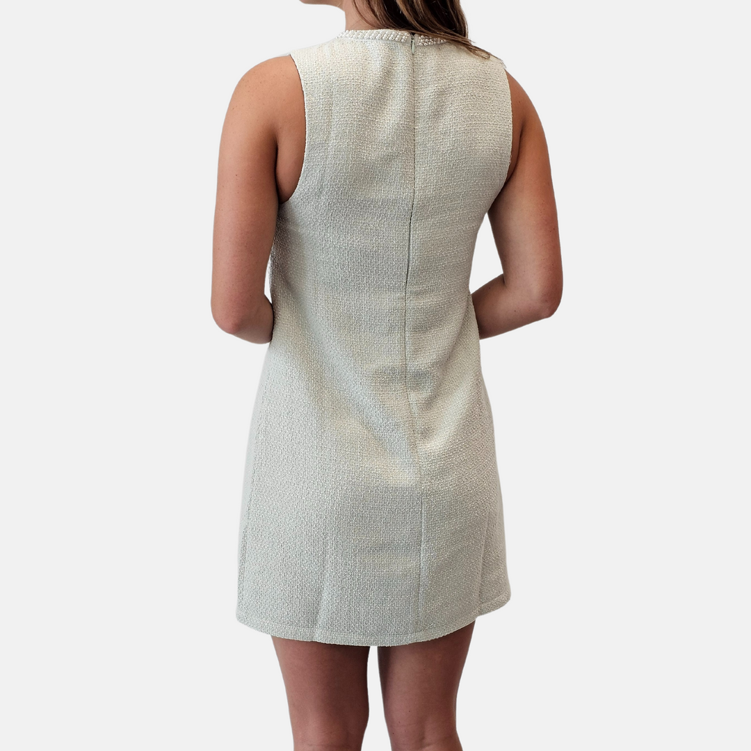 Sage Pearl Trim Dress