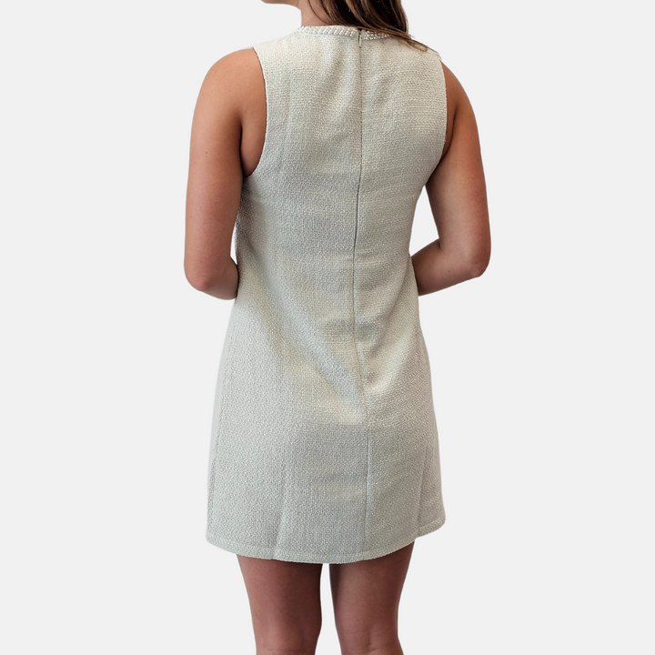 Sage Pearl Trim Dress