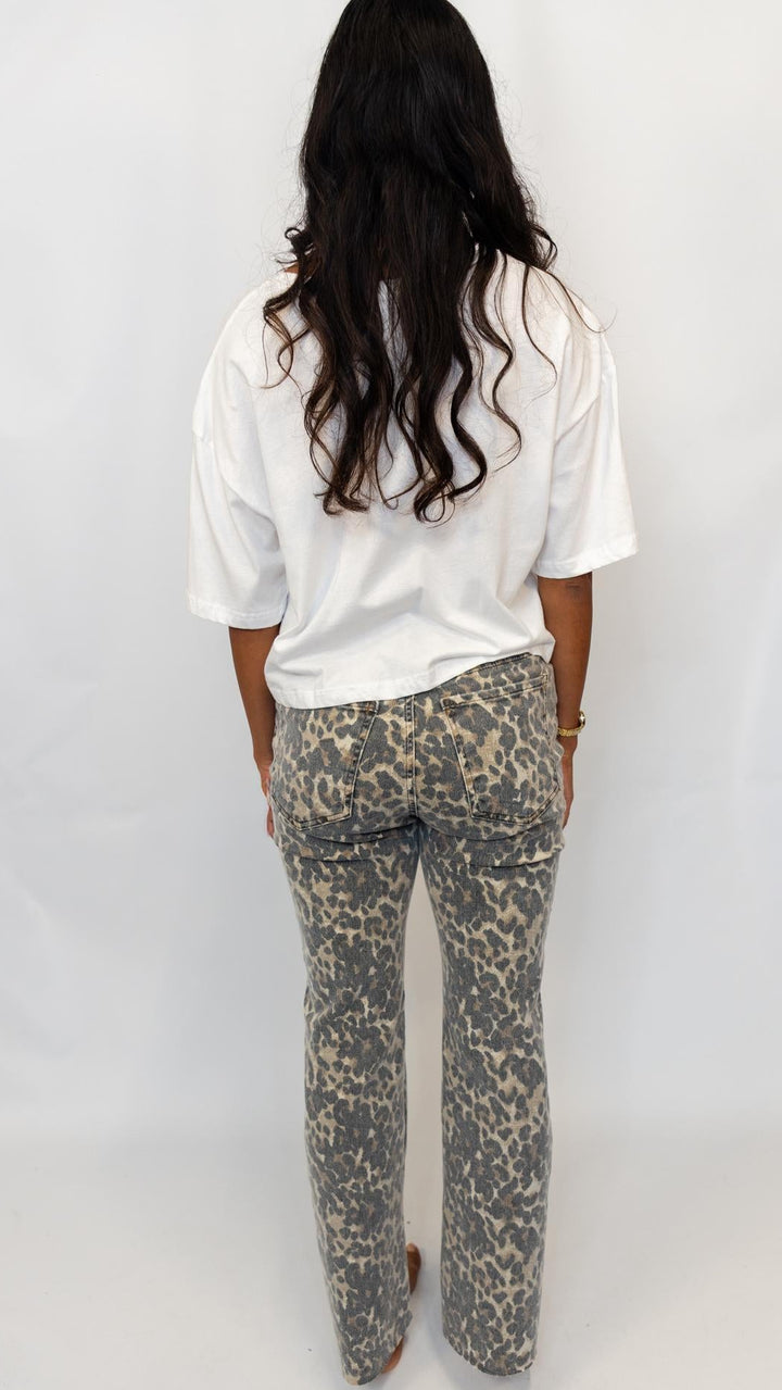 Kelsey High Rise Flare Leopard