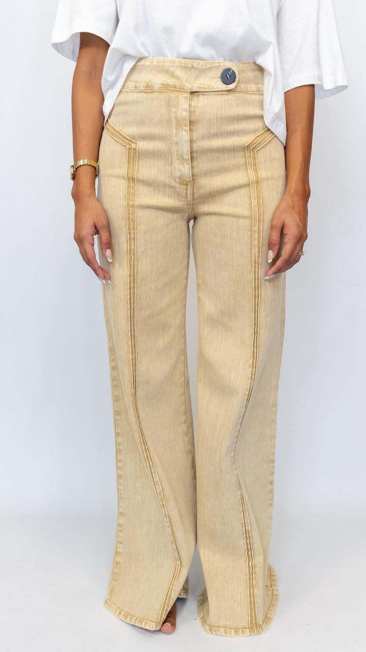 High Waist Washed Wide Leg