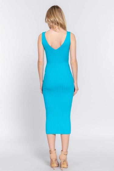 Sleeveless V-Neck Sweater Dress