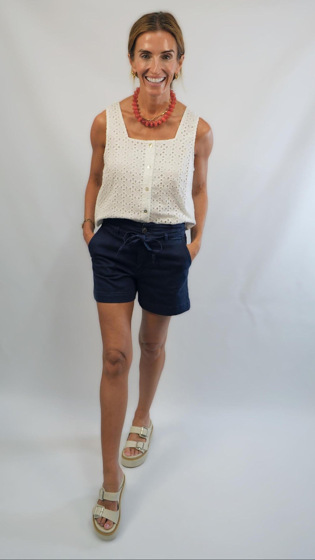 Jane Shorts Waist Tie Navy