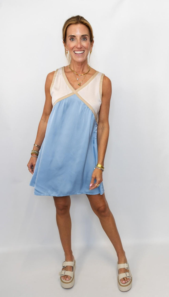 Chic V-Neck Geometric Dress