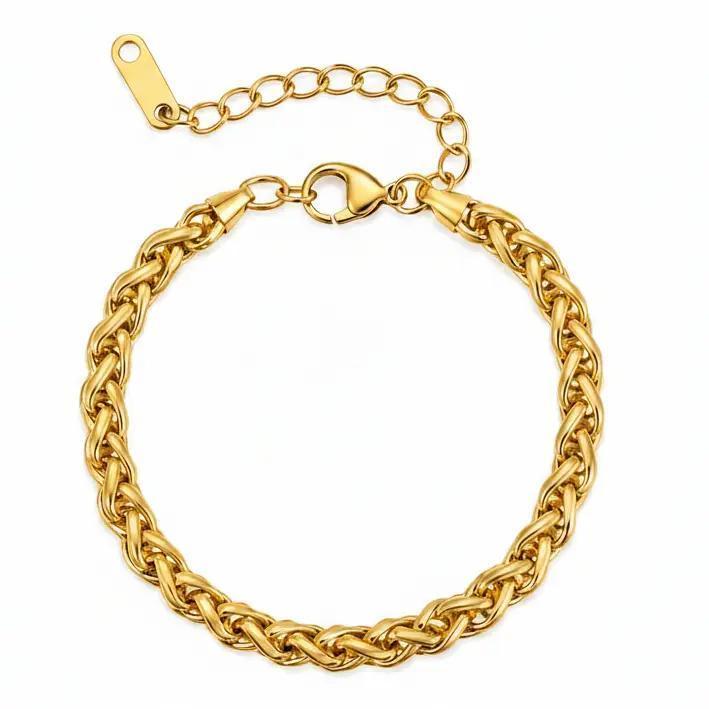 Gold 5mm Wheat Chain Bracelet