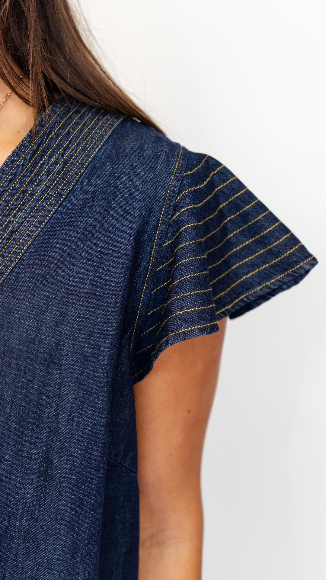 Dk Denim Contrast Stitch Top