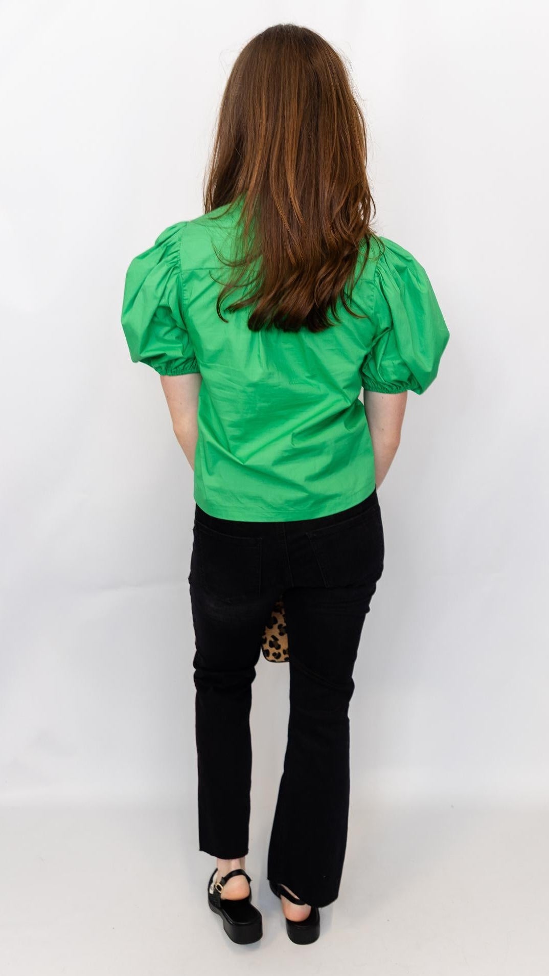 Ruffled Collar Puff Sleeve Blouse