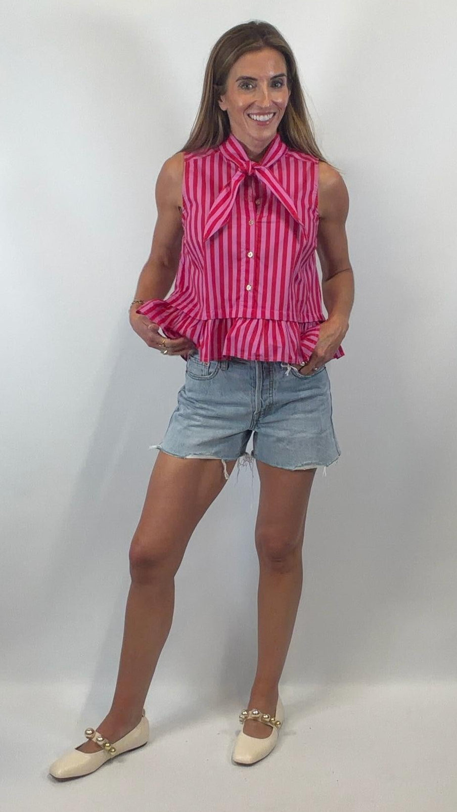 Pink & Red Stripe Top
