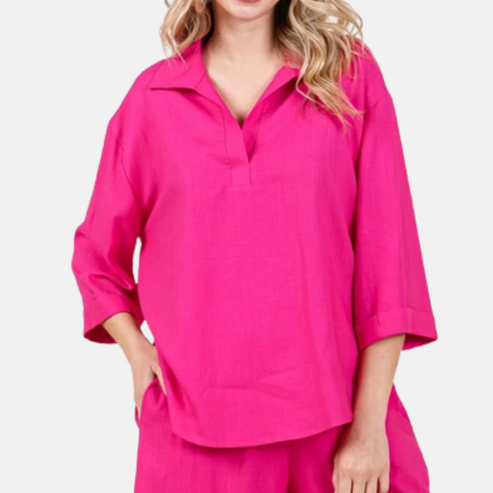 Fuchsia Linen Top