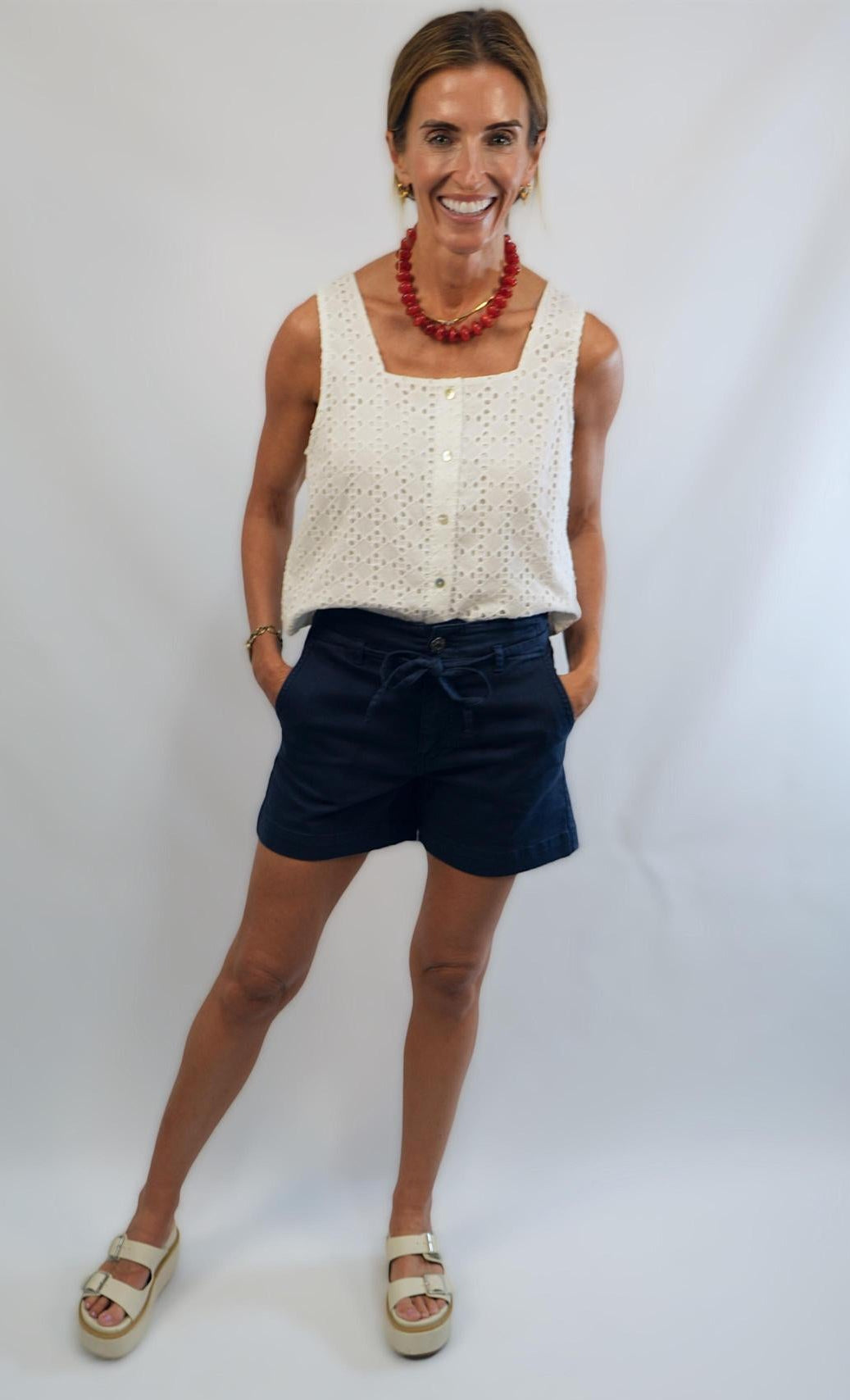 Jane Shorts Waist Tie Navy