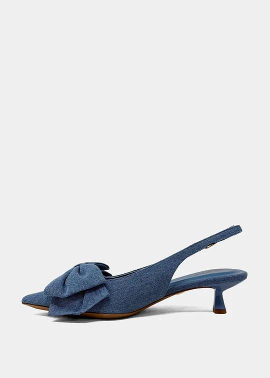 Denim Slingback Kitten Heel