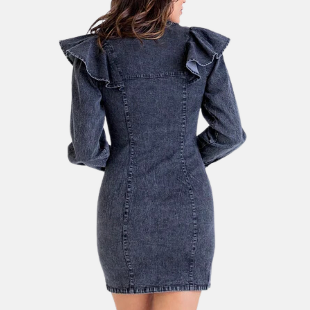 Denim Washed Ruffle Dress