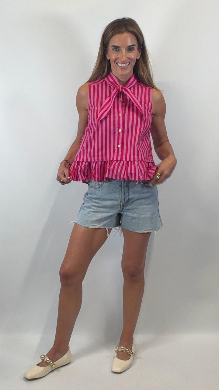Pink & Red Stripe Top