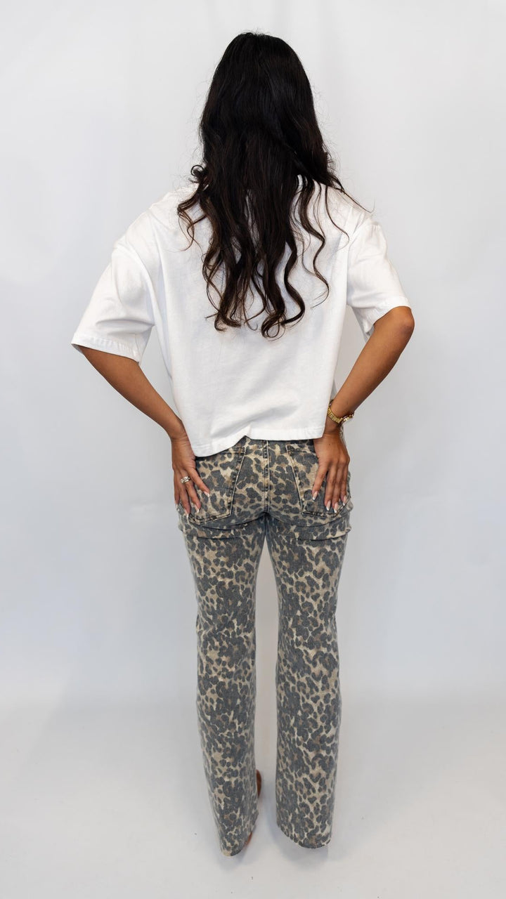 Kelsey High Rise Flare Leopard
