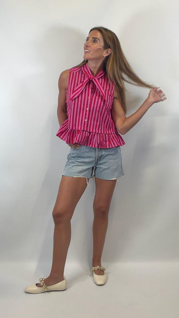 Pink & Red Stripe Top