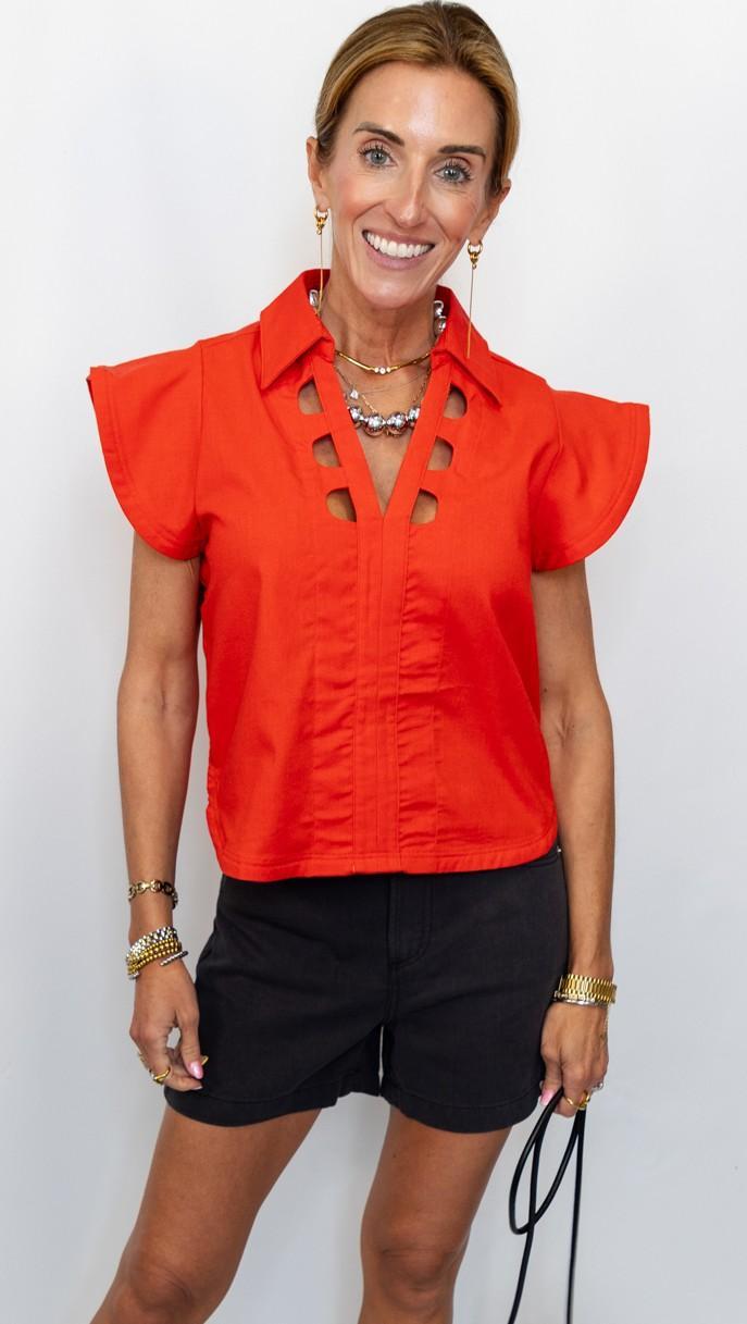SS Cut Out Neckline Top