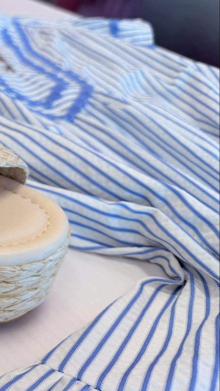 Striped Ruffle Hem Tunic Dress