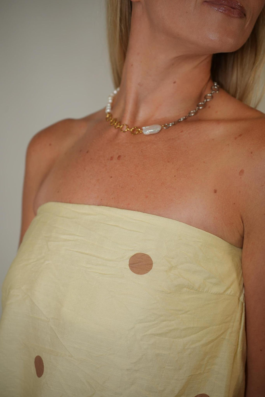 Mixed Metal Pearl Necklace