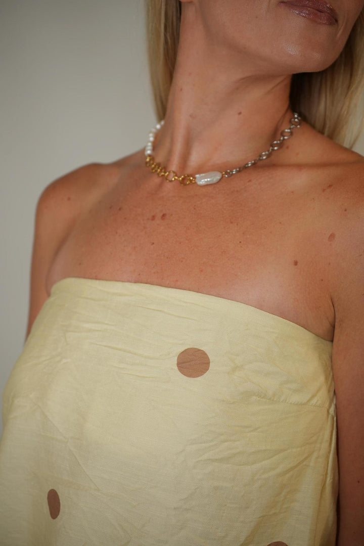 Mixed Metal Pearl Necklace