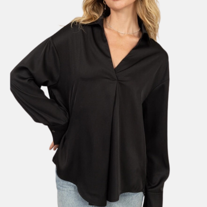 V-Neck Satin Blouse