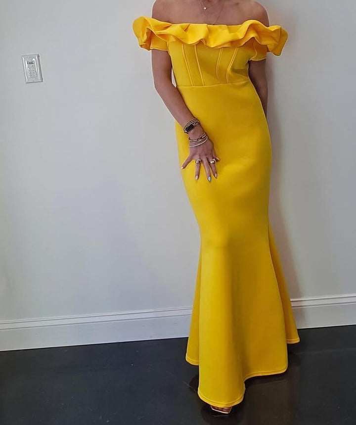 Yellow Ruffle A-Line Dress