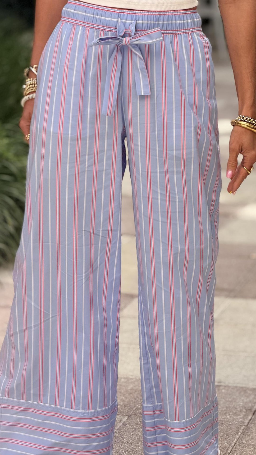 Multi Stripe Poplin Pants