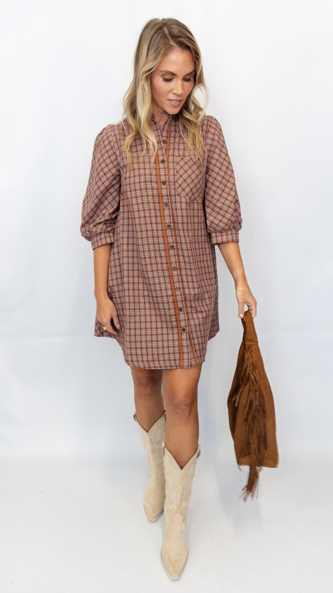 Plaid Button Down Shirt Dress