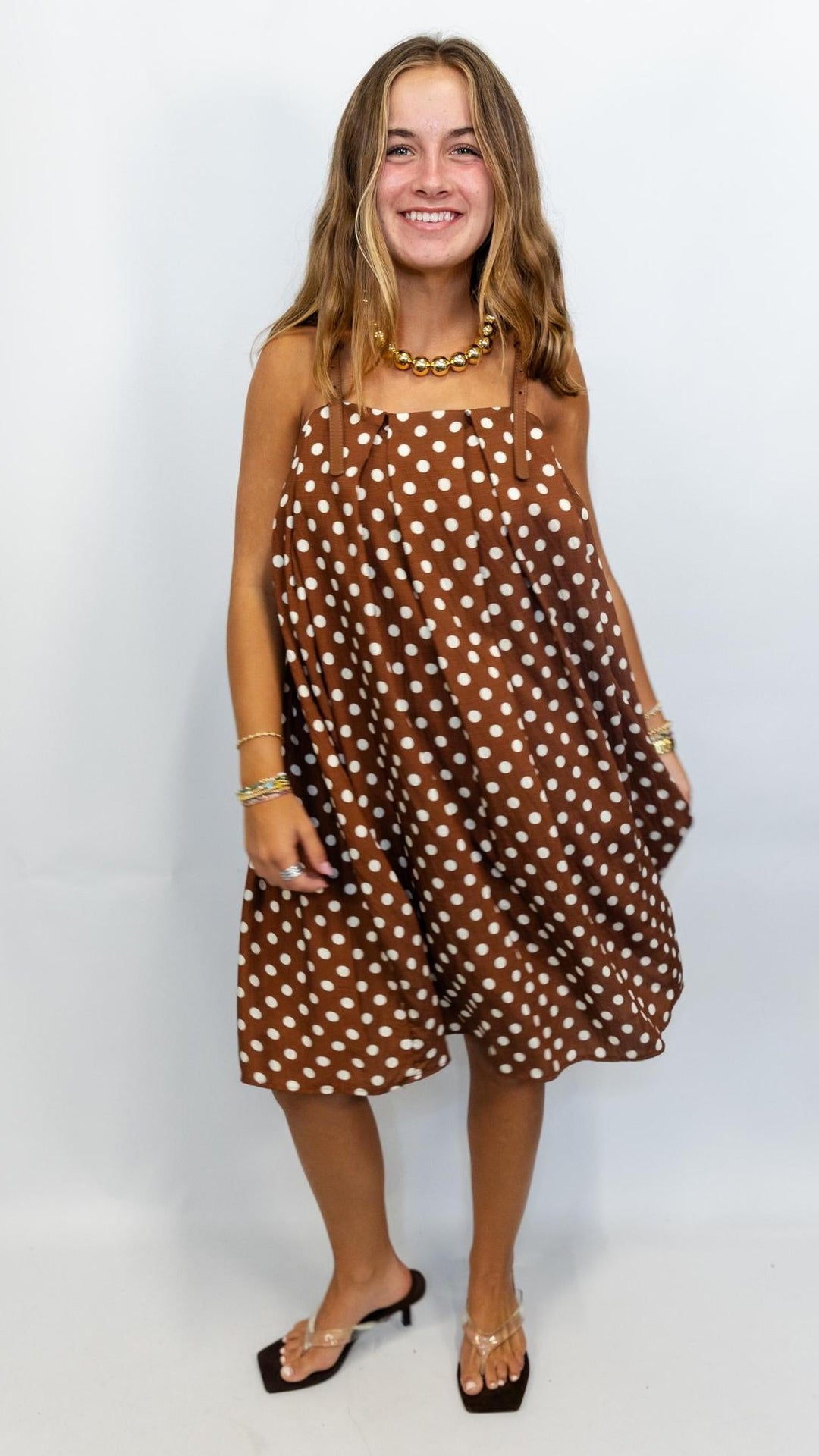 Polka Dot Buckle Strap Dress