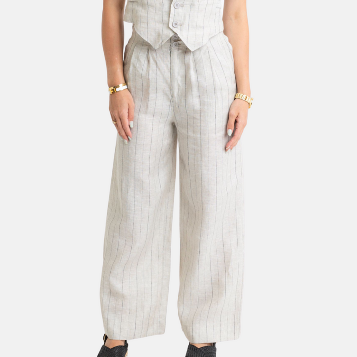 Striped Natural Linen Pants