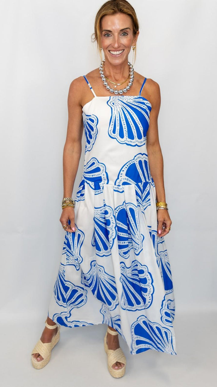 Seashell Motif Strappy Maxi Dress