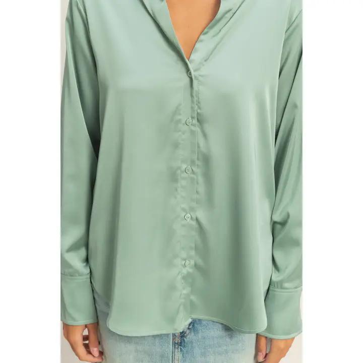 Satin Button-Up Shirt