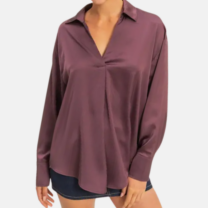 V-Neck Satin Blouse